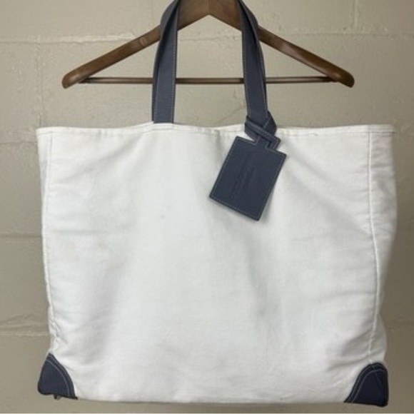 Dolce & Gabbana White Canvas Tote with Navy Details - Picture 4 of 5